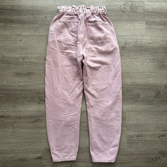 Zara paper bag Light Pink Elastic Waist Pants Sz S lightweight 2 distressed - Picture 2 of 6